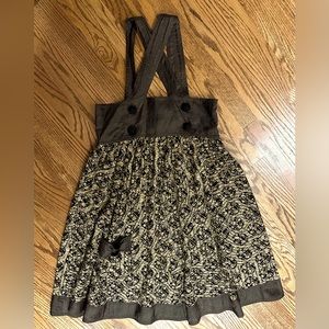 Custo Barcelona vintage baby doll bib dress w/ cross straps & detailed buttons